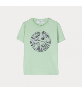 STONE ISLAND JUNIOR | T-shirt Con Stampa Verde Chiaro - Petit Monde